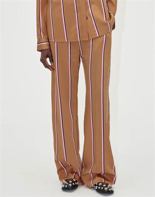 Gathered Long Bukser - Cocoa Stripe